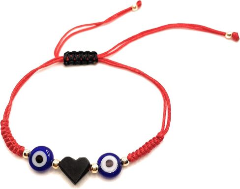 سوار سلسلة حمراء، سوار عين الشر، Pulsera para el Mal de Ojo، سوار قابل للتعديل، سوار حماية، مجوهرات عين الشر، مجوهرات نسائية، سوار Azabache، Azabache الحقيقي. in Kuwait