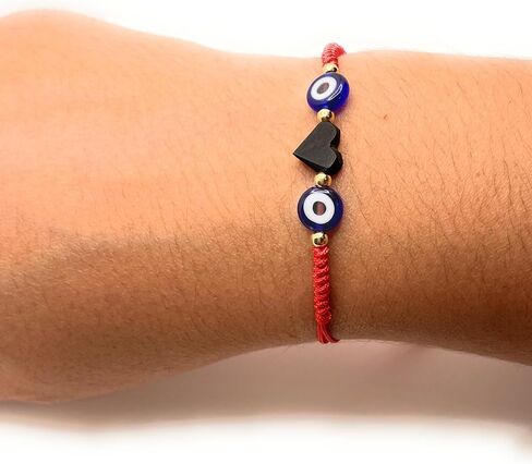 سوار سلسلة حمراء، سوار عين الشر، Pulsera para el Mal de Ojo، سوار قابل للتعديل، سوار حماية، مجوهرات عين الشر، مجوهرات نسائية، سوار Azabache، Azabache الحقيقي. in Kuwait