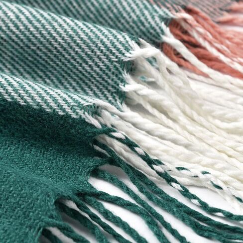 Winter Scarf for Women Color-Blocked Plaid with Fringe Trim, Warm Big Tartan Blanket Wrap Shawl Ladies Gifts, Wrap for Daily Outings Cafe and Commute in Saudi Arabia
