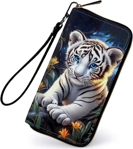 Women's Wallets,PU Leather Wristlet Wallet for Women,Card Holder Organizer Ladies Clutch with Zipper & Phone Holder-Flag Cat in Saudi Arabia