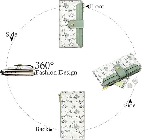 Womens Wallet RFID Blocking Vegan Leather Slim Thin Bifold Ladies Card Holder with Zipper Pocket & ID Window Floral in Saudi Arabia