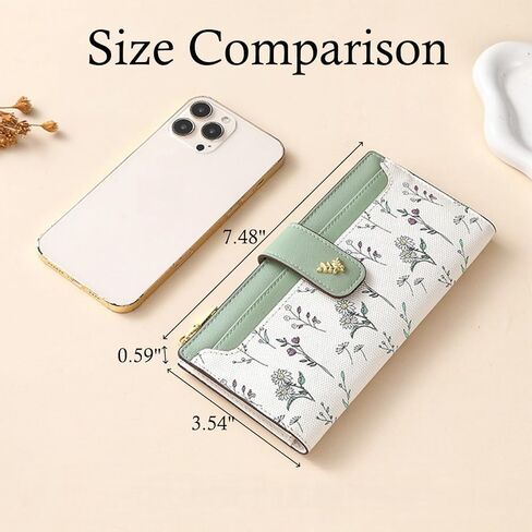 Womens Wallet RFID Blocking Vegan Leather Slim Thin Bifold Ladies Card Holder with Zipper Pocket & ID Window Floral in Saudi Arabia