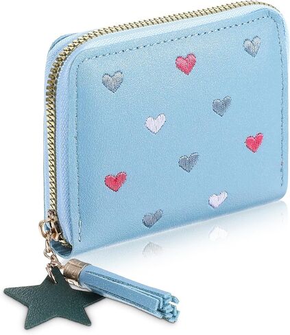 Girl Wallet, Blue Cute Little Wallet Women,Small Zipper Wallets for Women, Girls Coin Purse, Small Purse with Card Slots, Star Tassels Pendant in Saudi Arabia