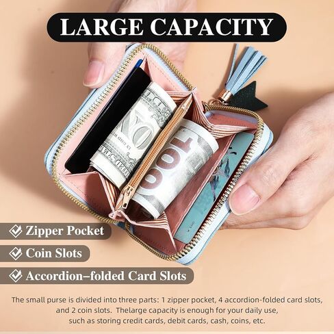 Girl Wallet, Blue Cute Little Wallet Women,Small Zipper Wallets for Women, Girls Coin Purse, Small Purse with Card Slots, Star Tassels Pendant in Saudi Arabia
