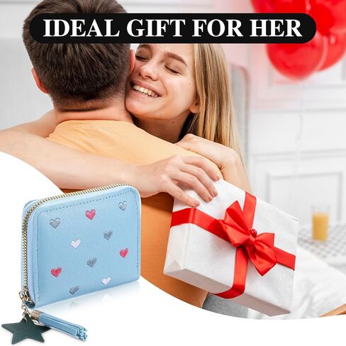 Girl Wallet, Blue Cute Little Wallet Women,Small Zipper Wallets for Women, Girls Coin Purse, Small Purse with Card Slots, Star Tassels Pendant in Saudi Arabia