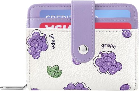 Sunwel Fashion Cute Prints Wallet Card Slots Small Wallet with Zipper Coin Pouch Wallet for Women Girls (CHERRY) in Saudi Arabia
