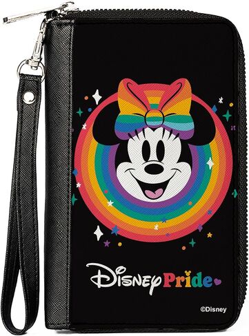 Buckle-Down Disney Wallet, Zip Around, Minnie Mouse Disney Pride Smiling Face Rainbow, Vegan Leather in Saudi Arabia