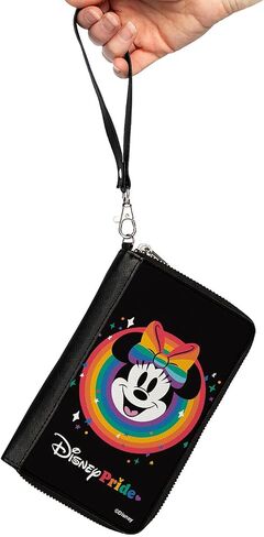 Buckle-Down Disney Wallet, Zip Around, Minnie Mouse Disney Pride Smiling Face Rainbow, Vegan Leather in Saudi Arabia