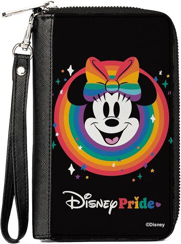 Buckle-Down Disney Wallet, Zip Around, Minnie Mouse Disney Pride Smiling Face Rainbow, Vegan Leather in Saudi Arabia