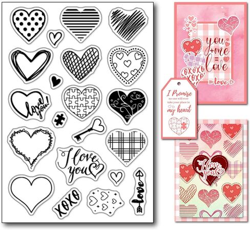 Arbuya Valentine’s Day Sentiment Clear Stamps Set for Card Making or Journaling, I Love You Phrase Hearts Transparent Silicone Stamps for Journals Scrapbooking Paper Crafts Decoration in Saudi Arabia
