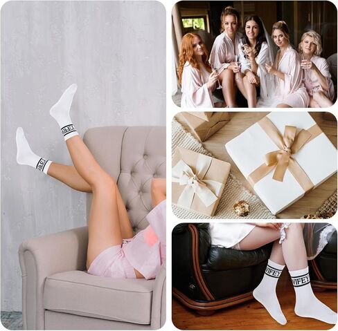 Wifey Bride Socks White Cotton Bridesmaid Soft Bachelorette Sock Bridal Shower Gifts Wife Wedding Engagement Valentine in Saudi Arabia
