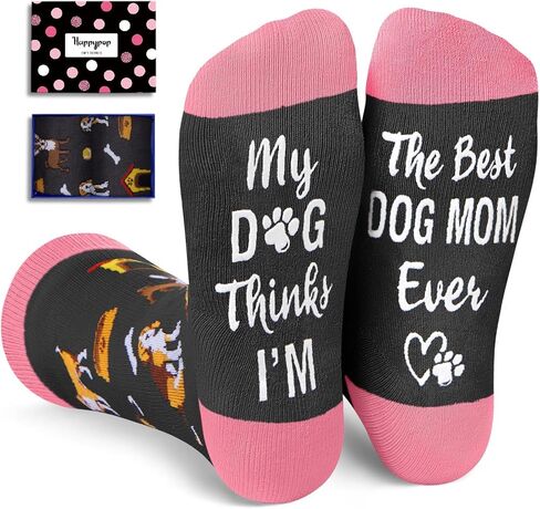 HAPPYPOP Dog Mom Gifts for Women - Funny Dog Lover Socks for Women Girls, Pet Mom Mother Gifts in Saudi Arabia