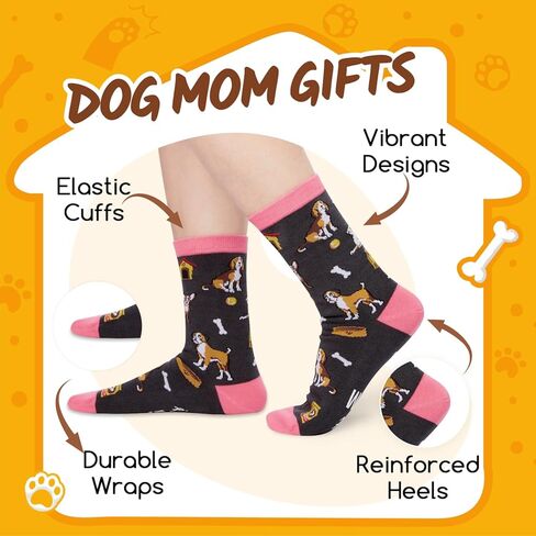 HAPPYPOP Dog Mom Gifts for Women - Funny Dog Lover Socks for Women Girls, Pet Mom Mother Gifts in Saudi Arabia