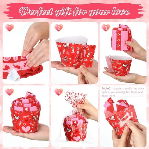 6 Pairs Valentine's Day Cupcake Socks Gifts Heart Socks for Women Heart Print Crew Socks Novelty Socks in Saudi Arabia