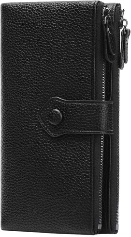 Women Soft Leather Wallets Slim Bifold RFID Blocking Ladies Credit Card Holder Double Zipper Pockets in Kuwait