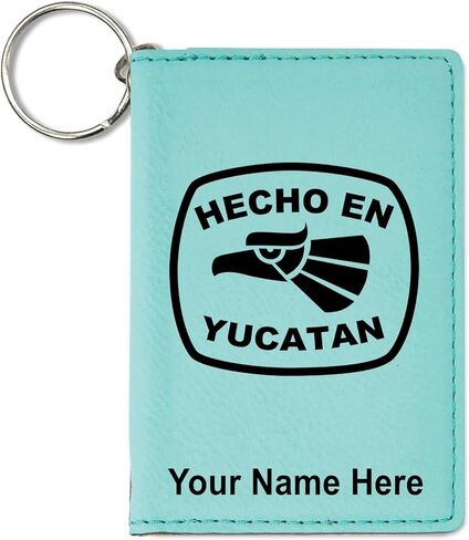 محفظة حامل معرف LaserGram، Hecho en Yucatan، تتضمن نقشًا شخصيًا (أزرق مخضر) in Saudi Arabia