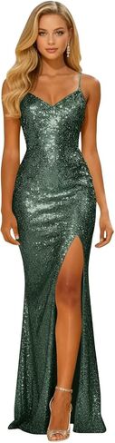 Bedlover Sparkly Sequin Prom Dresses 2026 Mermaid Long Slit Glitter Formal Evening Party Gowns in Saudi Arabia