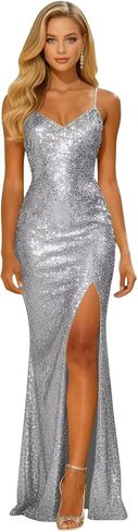 Bedlover Sparkly Sequin Prom Dresses 2026 Mermaid Long Slit Glitter Formal Evening Party Gowns in Saudi Arabia