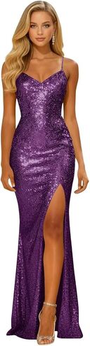 Bedlover Sparkly Sequin Prom Dresses 2026 Mermaid Long Slit Glitter Formal Evening Party Gowns in Saudi Arabia