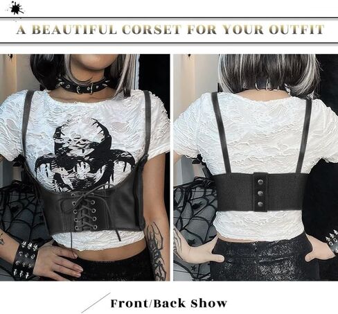 Black Punk Casual Tie Waist Corset Women Wide Belt Suitable for Dress Gifts in Saudi Arabia
