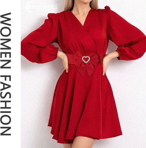 Women's Elastic Bow Belt with Heart-Shaped Rhinestone Stretch Ladies Belts for Dress in Saudi Arabia