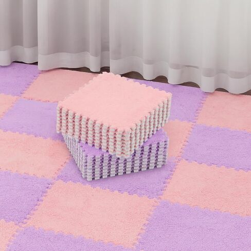 Flutesan 15 Pcs Plush Carpet Tiles Interlocking Floor Mat,Gray in Kuwait