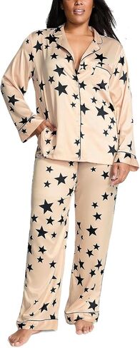 Bow Pajamas for Women Long Sleeve Button Down Shirt Wide Leg Pants Holiday Cute 2 Piece Silk Sleepwear Sets in Saudi Arabia