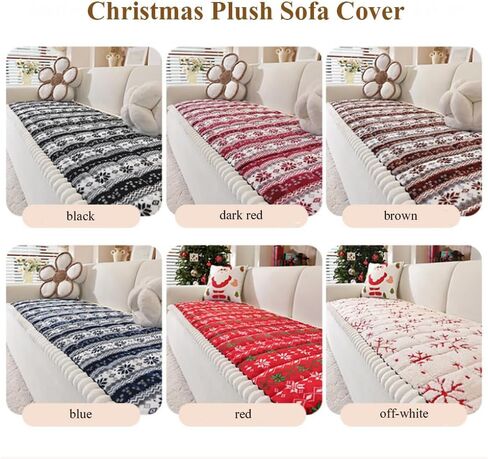 Pet Couch Cover for Sofa Plush Warm Sofa Cover for Pet Washable Non-Slip Couch Protector for Dogs & Cats, Christmas Couches Covers Festive Holiday Decorative (Beige White, 27.5x70.8 inch) in Saudi Arabia