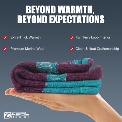 ZEAL WOOD Merino Wool Crew Hiking Socks for Women And Men with Full Cushion Moisture Wicking Walking Work Boot Socks in Saudi Arabia