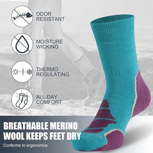 ZEAL WOOD Merino Wool Crew Hiking Socks for Women And Men with Full Cushion Moisture Wicking Walking Work Boot Socks in Saudi Arabia