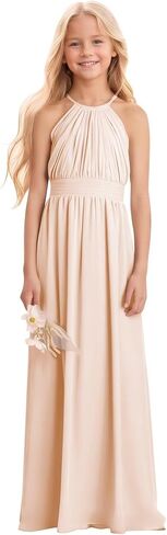 Kids Girls Junior Bridesmaid Dresses Chiffon A-line Long Flower Girl Dress for Wedding Party Pageant Gown in Saudi Arabia