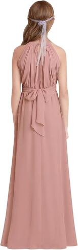 Kids Girls Junior Bridesmaid Dresses Chiffon A-line Long Flower Girl Dress for Wedding Party Pageant Gown in Saudi Arabia