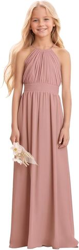 Kids Girls Junior Bridesmaid Dresses Chiffon A-line Long Flower Girl Dress for Wedding Party Pageant Gown in Saudi Arabia