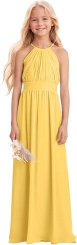 Kids Girls Junior Bridesmaid Dresses Chiffon A-line Long Flower Girl Dress for Wedding Party Pageant Gown in Saudi Arabia
