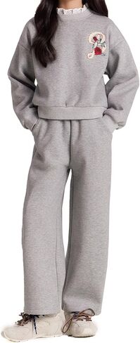 Girls sweater 2 Piece Outfits Fashion Long Sleeve Pullover and Pants 6-16years in Saudi Arabia