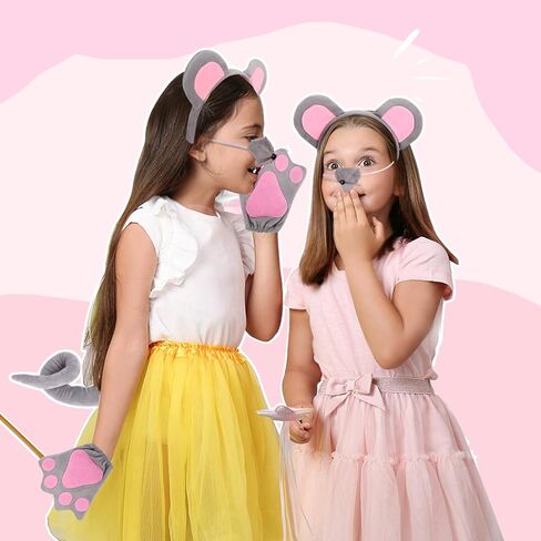 6 Pieces Mouse Costume Set for Kids, Mice Ears Headband Nose Tail Gloves Bow Tie Animal Costume Accessories, Rat Costume Accessories for Halloween,Birthday,Cosplay Dress Up Party Decorations in Saudi Arabia