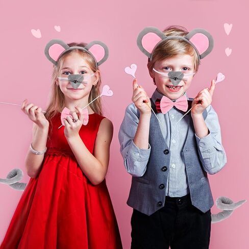 6 Pieces Mouse Costume Set for Kids, Mice Ears Headband Nose Tail Gloves Bow Tie Animal Costume Accessories, Rat Costume Accessories for Halloween,Birthday,Cosplay Dress Up Party Decorations in Saudi Arabia