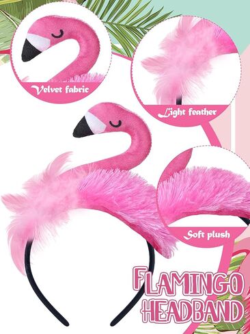 2 Pcs Halloween Flamingo Costume Set Creative Flamingo Hat and Leg Socks Hawaii Cute Pink Costume Headband Hair Tropical Accessories Party Supplies for Adult Women in Saudi Arabia