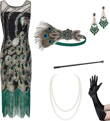 BABEYOND 1920s Dresses for Women - Great Gatsby Dress Set for Women with Dress Accessories Set in Saudi Arabia