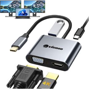 محول VIENON USB C إلى HDMI متعدد المنافذ، محور USB C، محول USB C إلى USB مع 4K HDMI+ USB 3.0 5 جيجابت في الثانية + 100 واط توصيل الطاقة، دونجل USB C لأجهزة iPhone 15، Samsung، MacBook، iPad pro، Chromebook، Dell، المزيد in Kuwait
