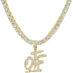 Gold Silver Tennis Chain hip-hop OTF Necklace for Men Women, Rhinestone Tennis Necklaces for Women and Teens,Tennis and Cuban Link Chains23.36 Inches in Saudi Arabia