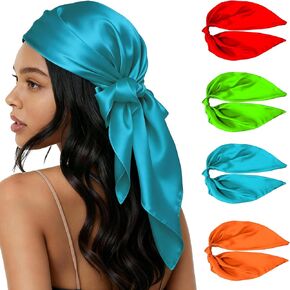 Satin Scarf Silk Like Solid Color Head Scarf Square Satin Hair Scarf Bandanas for Wome 27.5“ in Kuwait