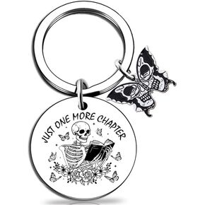 Book Lovers Gifts Book keychain Goth Keychain Just One More Chapter Keychain Reading Book Club Gift for Readers Friends Goth Gifts for Women Halloween Christmas Birthday Present in Kuwait