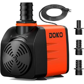 800GPH Submersible Water Pump, Fountain Water Pump with 6FT Power Cord and 3 Nozzles, 60W, Ultra Quiet Pond Pumps for Pond Aquarium Fountain Waterfall Fish Tank Hydroponic Statuary, Orange Black in Kuwait