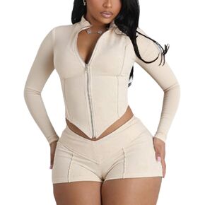 ملابس النادي للنساء، ملابس النادي المثيرة، بلوزة وسروال قصير مريح مثير من قطعتين للنساء، ملابس النادي الليلي 2026 in Kuwait