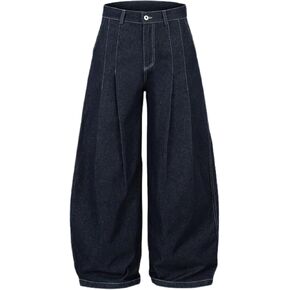 Aelfric Eden Pleated Barrel Jeans Baggy Wide Leg Pants Casual Y2k Streetwear Unisex Vintage Trouser in Kuwait