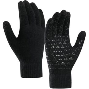 قفازات الشتاء للرجال والنساء الدافئة متماسكة الألعاب التي تعمل باللمس، الرياضة اليومية العمل للطقس البارد صوف ناعم قفازات مبطنة in Kuwait