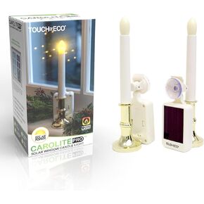 شموع نافذة عديمة اللهب تعمل بالطاقة الشمسية من Touch Of ECO مع كوب شفط - لهب وامض، زينة للعطلات، تشغيل تلقائي عند الغسق عند الفجر - عبوتان in Kuwait