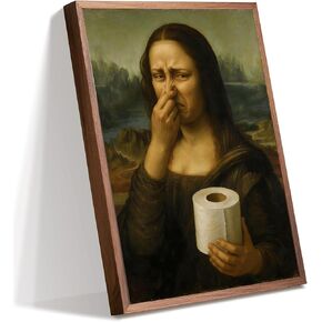 CozyNuukee Mona Lisa Pinching Nose Poster Bathroom Wall Art Decoration, Mona Lisa Bathroom Art, Humor Whimsical Funny Home Decor Bathroom Wall Art-UNFRAMED (16" L * 12" W) in Kuwait