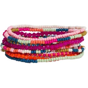INK + ALLOY 10-Strand Stacking Beaded Bracelets for Women – Mixed Patterns Bracelet Stack - Adjustable Stretch Fit - Handmade Boho Bracelets for Women - Perfect for Any Occasion in Kuwait